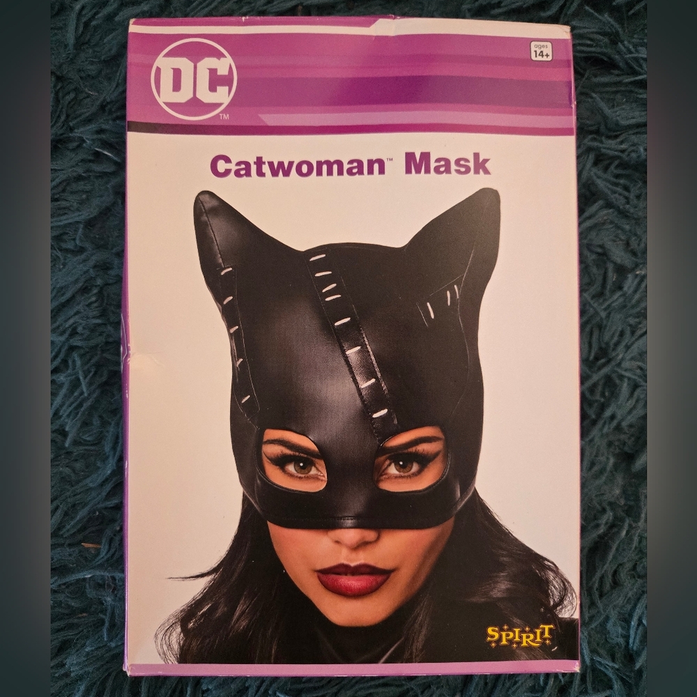DC Catwoman Mask — Black Faux Leather Costume Mask by Spirit